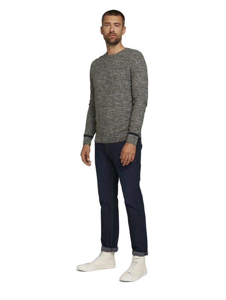 mouline crew neck sweater, olive navy white mouline